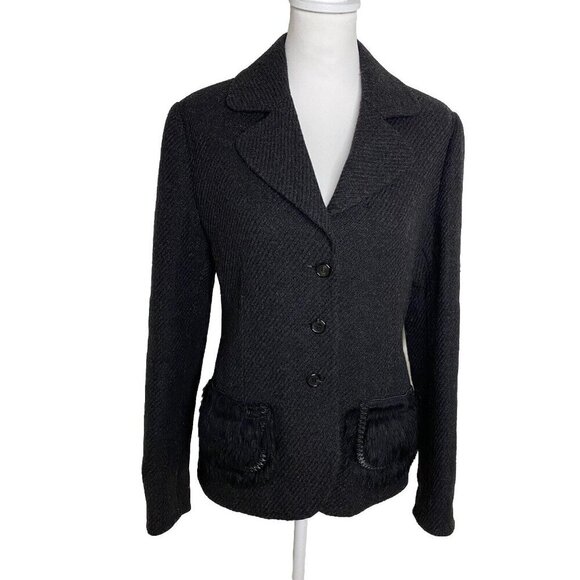 Prada F/W 2006 Fur pockets Black Virgin Wool Jacket Blazer Size IT46 US1… - Picture 3 of 13
